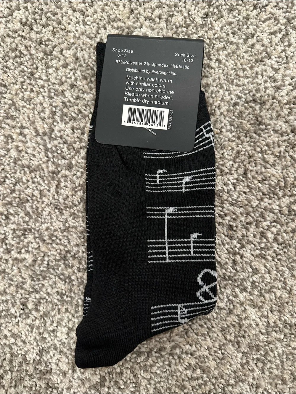 NWT Everbright Music Notes Piano Keys Novelty Socks 3 Pack
